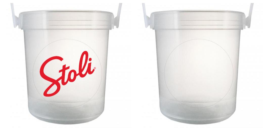 32 oz Plastic Rum Buckets with Custom Sticker