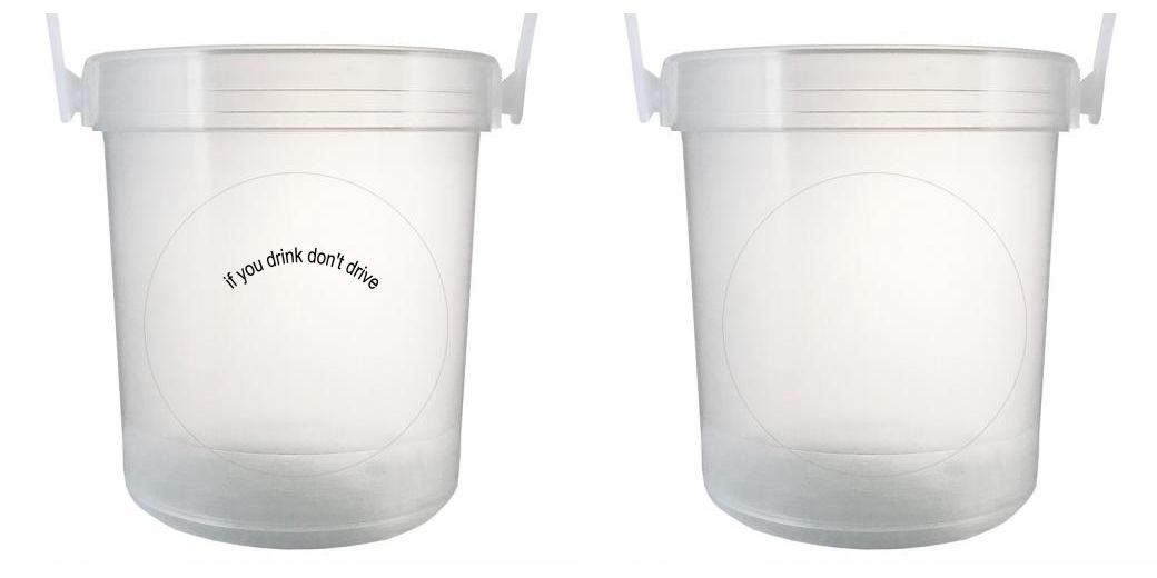 32 oz Plastic Rum Buckets with Custom Sticker