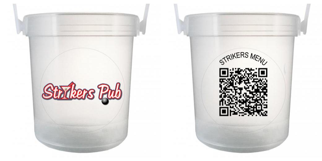 32 oz Plastic Rum Buckets with Custom Sticker