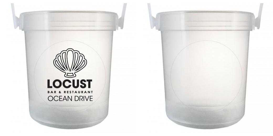 32 oz Plastic Rum Buckets with Custom Sticker