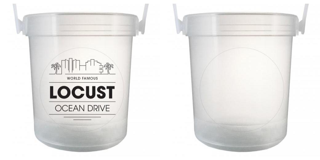 32 oz Plastic Rum Buckets with Custom Sticker