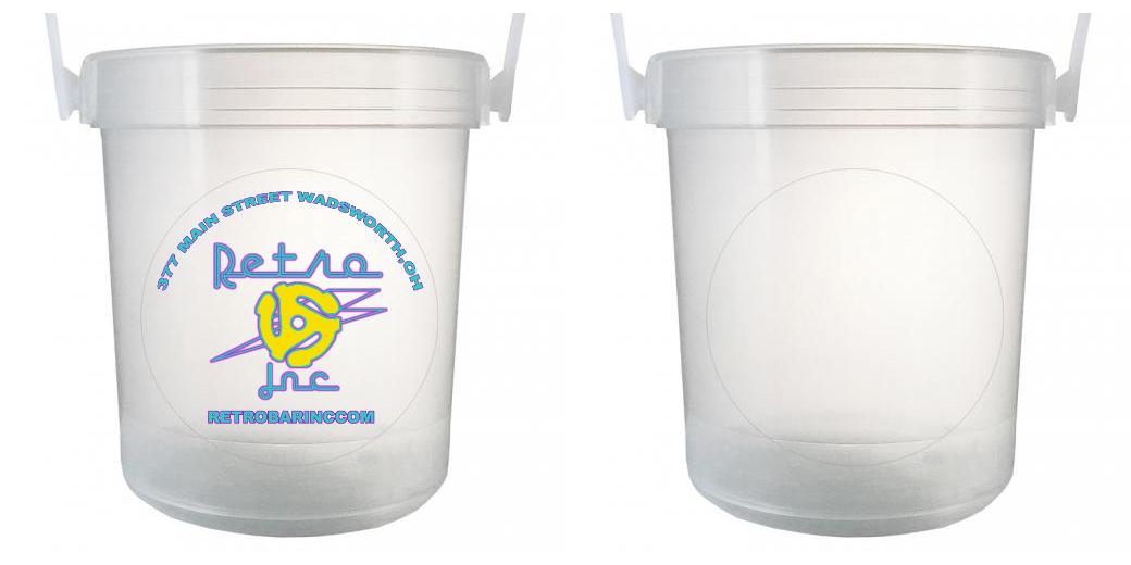 32 oz Plastic Rum Buckets with Custom Sticker
