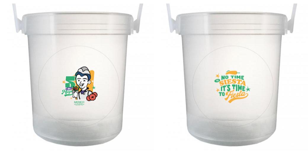 32 oz Plastic Rum Buckets with Custom Sticker