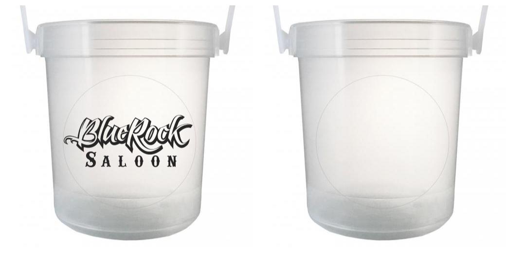 32 oz Plastic Rum Buckets with Custom Sticker