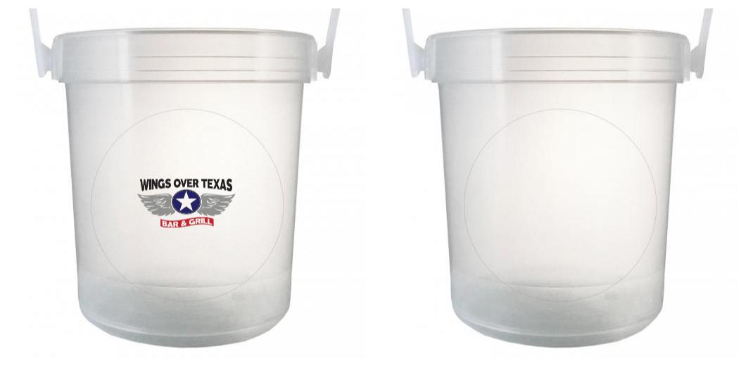 32 oz Plastic Rum Buckets with Custom Sticker