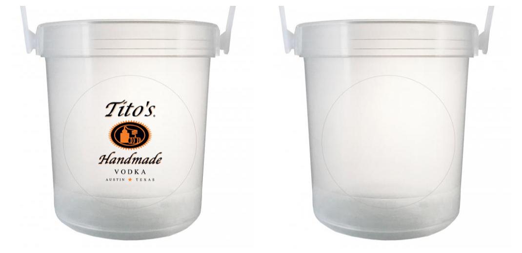32 oz Plastic Rum Buckets with Custom Sticker