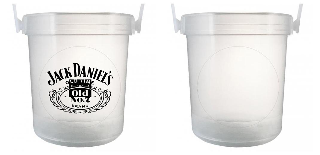 32 oz Plastic Rum Buckets with Custom Sticker