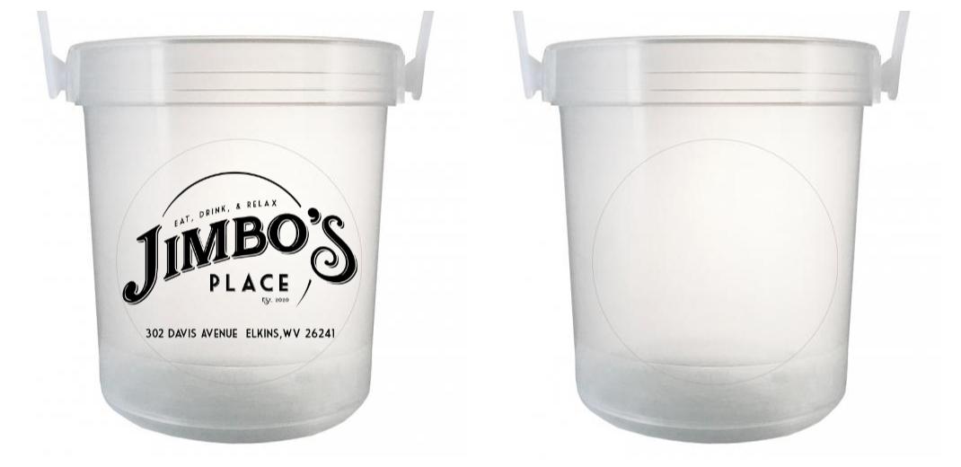 32 oz Plastic Rum Buckets with Custom Sticker