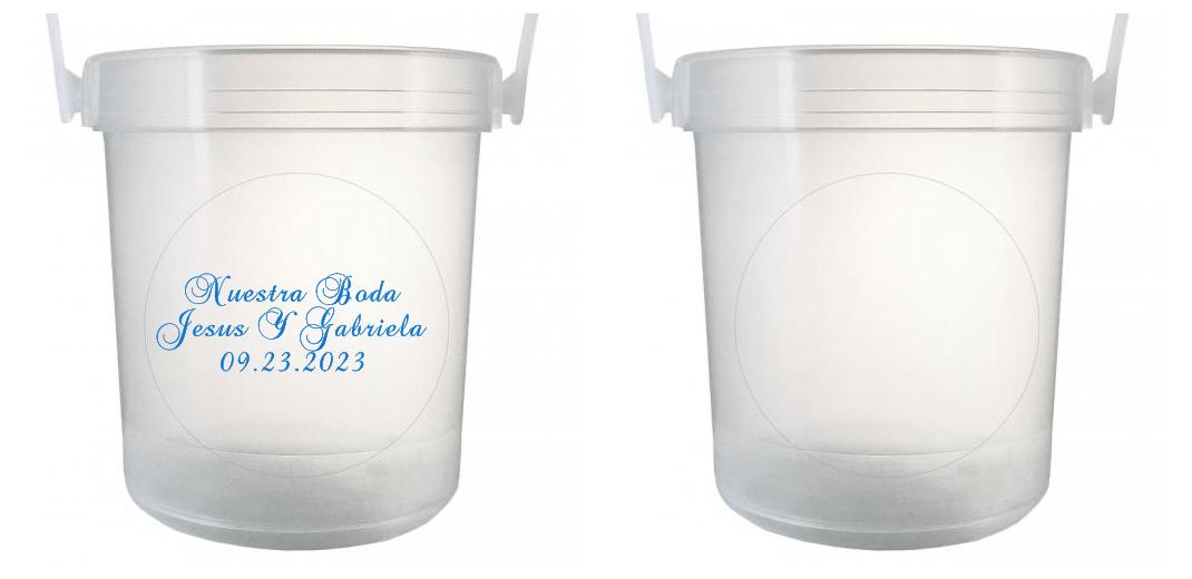 32 oz Plastic Rum Buckets with Custom Sticker