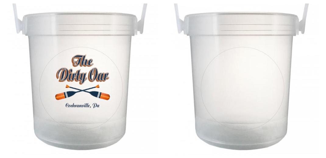 32 oz Plastic Rum Buckets with Custom Sticker