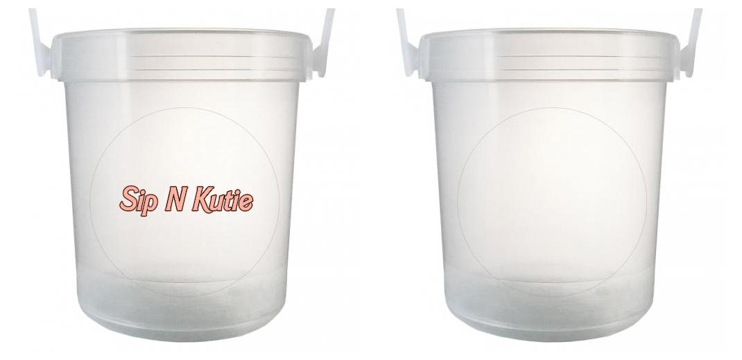 32 oz Plastic Rum Buckets with Custom Sticker