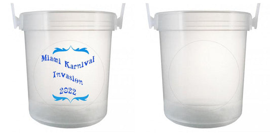 32 oz Plastic Rum Buckets with Custom Sticker