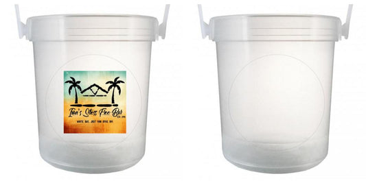 32 oz Plastic Rum Buckets with Custom Sticker