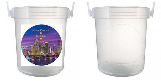 32 oz Plastic Rum Buckets with Custom Sticker