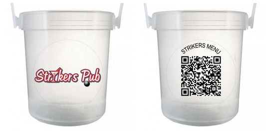 32 oz Plastic Rum Buckets with Custom Sticker