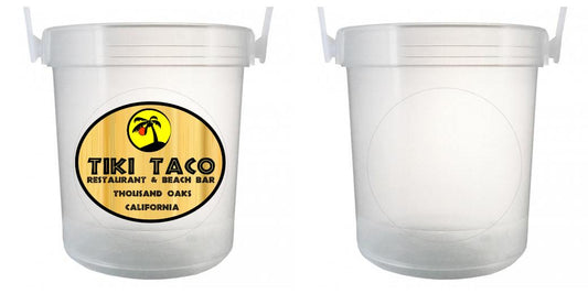 32 oz Plastic Rum Buckets with Custom Sticker