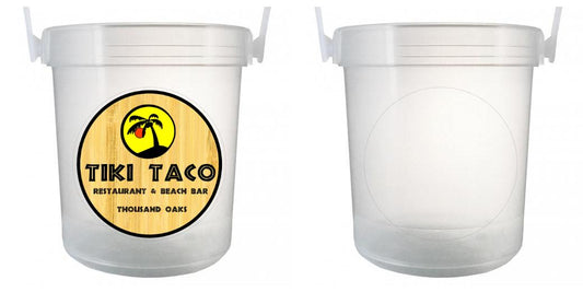 32 oz Plastic Rum Buckets with Custom Sticker