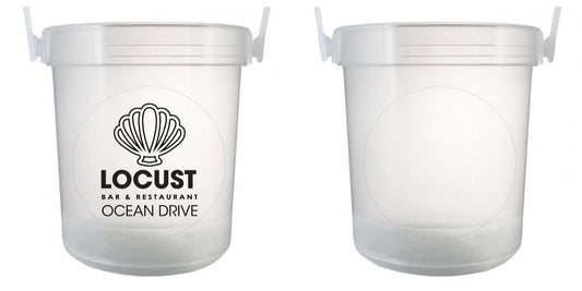 32 oz Plastic Rum Buckets with Custom Sticker