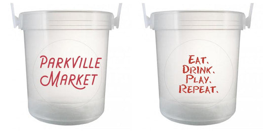32 oz Plastic Rum Buckets with Custom Sticker