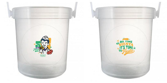 32 oz Plastic Rum Buckets with Custom Sticker