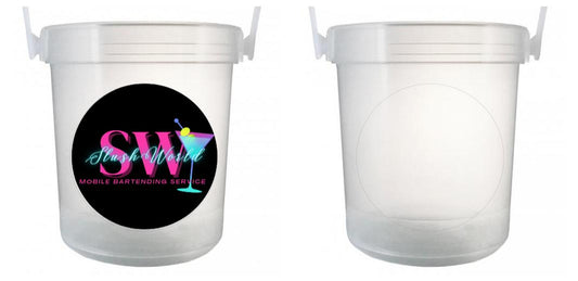 32 oz Plastic Rum Buckets with Custom Sticker
