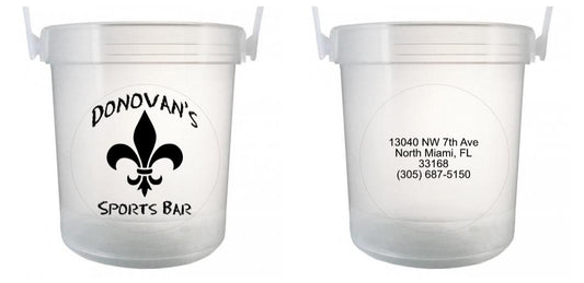 32 oz Plastic Rum Buckets with Custom Sticker