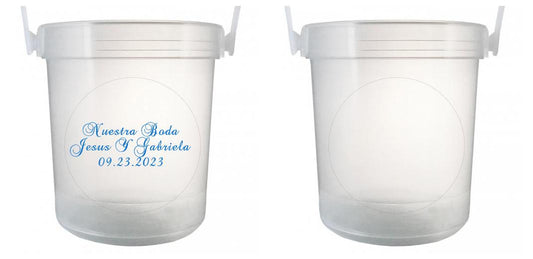 32 oz Plastic Rum Buckets with Custom Sticker