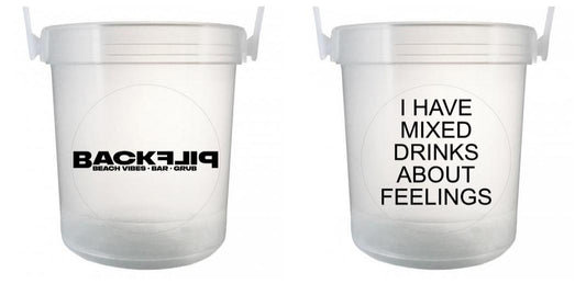 32 oz Plastic Rum Buckets with Custom Sticker